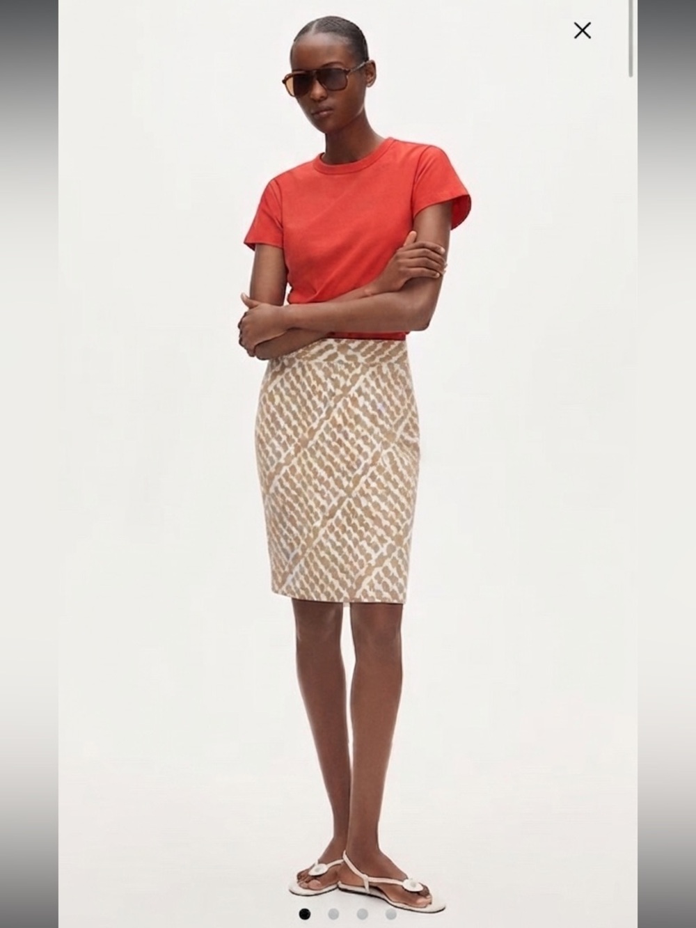 J. Crew Beige and White Patterned Pencil Skirt - Size 0